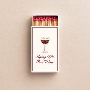 Aging Like Fine Wine Matchboxes Birthday Party Favors Wine Themed Birthday Custom Matchboxes Elegant Milestone Birthday Gifts
