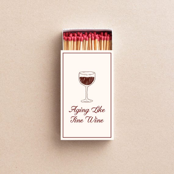 Aging Like Fine Wine Matchboxes Birthday Party Favors Wine Themed Birthday Custom Matchboxes Elegant Milestone Birthday Gifts