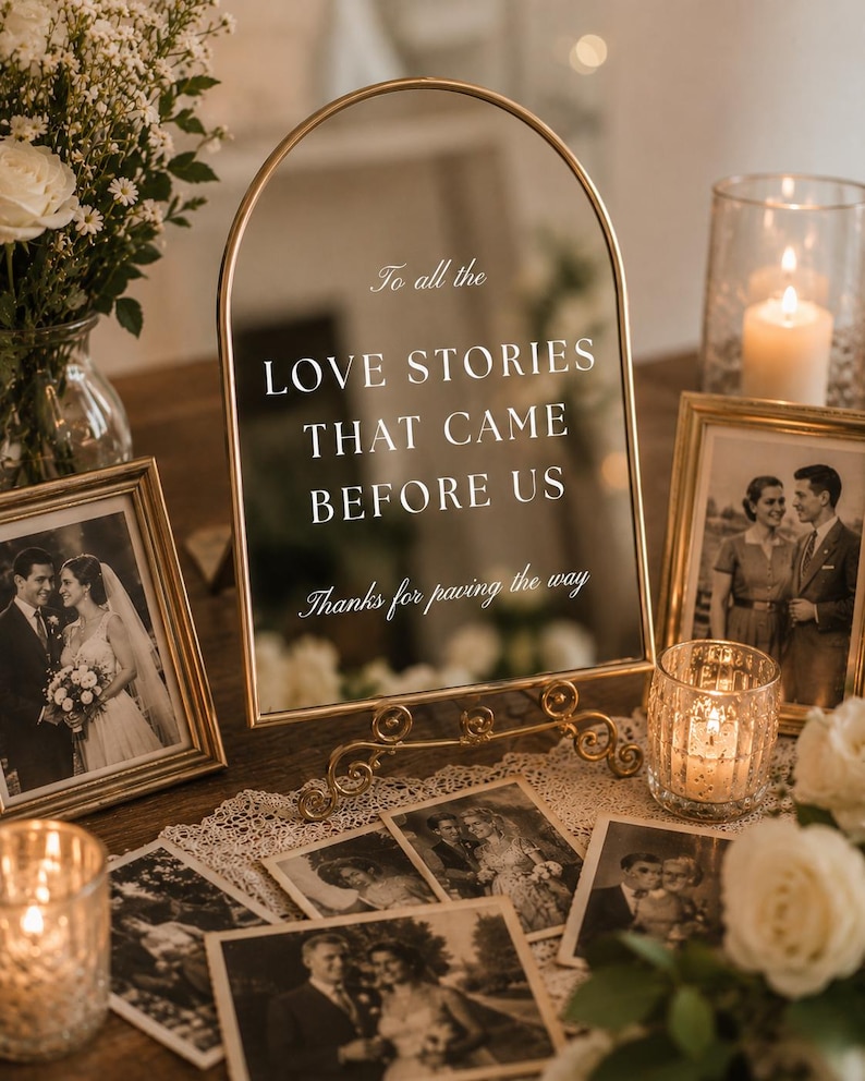 To All The Love Stories That Came Before Us Mirror Decal Wedding Mirror Sticker Vintage Wedding Decor Bridal Table Sign Memorial Mirror