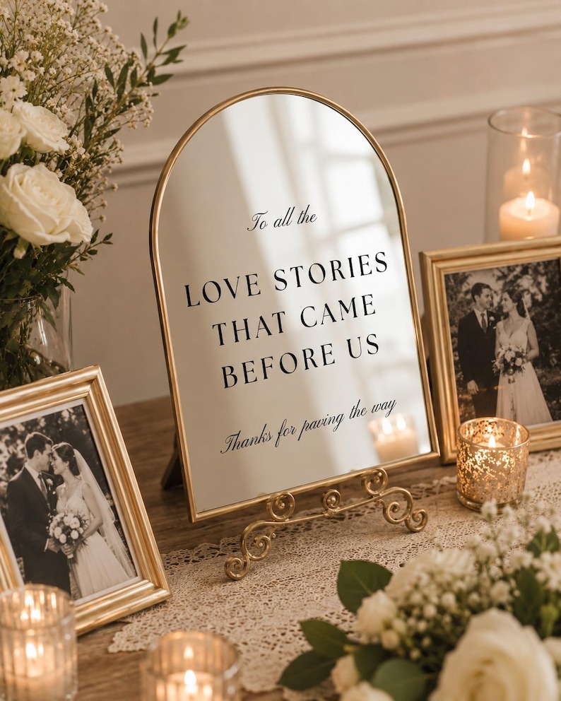 To All The Love Stories That Came Before Us Mirror Decal Wedding Mirror Sticker Vintage Wedding Decor Bridal Table Sign Memorial Mirror