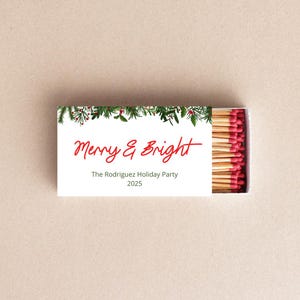 Custom Merry & Bright Christmas Matchboxes Personalized Holiday Party Favors Festive Match Box Decor Holiday Candle Matches