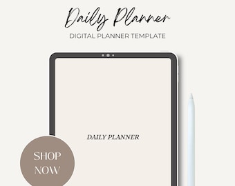 Daily Planner Digital Download with Sticker Sheet Printable & Goodnotes/Notability Planner, Minimalist Productivity Journal, Instant PDF