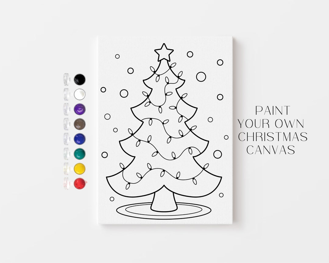Paint Your Own Christmas Canvas Kit Christmas Canvas Canvas Painting Etsy
