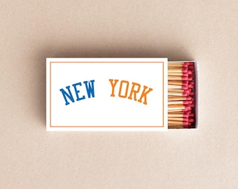 New York Matchboxes Custom Orange and Blue Event Favors Personalized with Date or Location