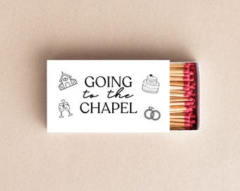 Going to the Chapel Custom Matchboxes Wedding Favors, Bridal Shower Gifts, Personalized Matchbooks for Special Occasions