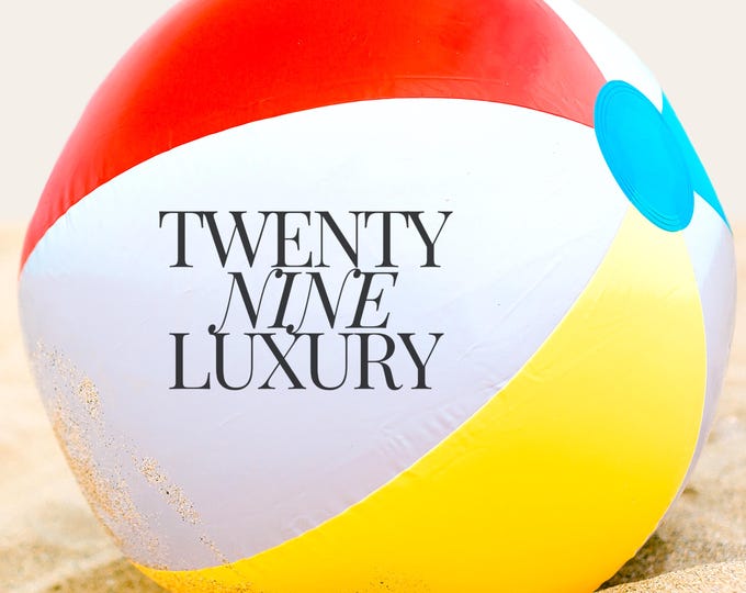 Featured listing image: Custom 12 Inch Beach Balls with Personalized Vinyl Label Party Favors Rainbow Pink Black Beach Balls Bachelorette Wedding Birthday