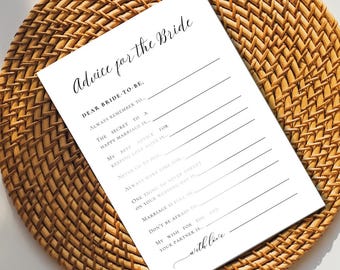 Advice for the Bride Card Printable Bridal Shower Game 5x7 Wedding Advice Card Instant Download Bride-to-Be Keepsake