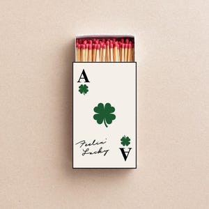 フィーリン ラッキー マッチボックス – シャムロック トランプ マッチボックス、聖パトリックの日の記念品、カジノ パーティーの装飾、結婚式や独身パーティーのマッチ