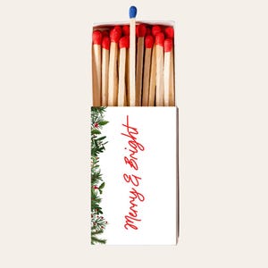 Custom Merry & Bright Christmas Matchboxes Personalized Holiday Party Favors Festive Match Box Decor Holiday Candle Matches