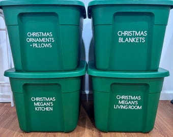Custom Christmas Bin Labels Vinyl for Holiday Storage Personalized Holiday Organization Labels