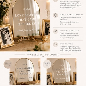 To All The Love Stories That Came Before Us Mirror Decal Wedding Mirror Sticker Vintage Wedding Decor Bridal Table Sign Memorial Mirror