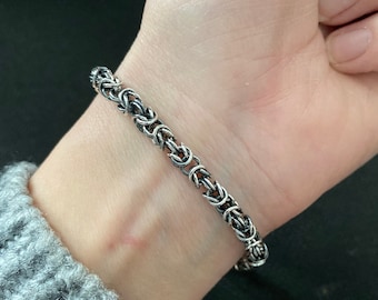 Gleipnir Armband - Massives Sterling Silber (925) Unisex Wikinger Armband || König Kettenarmband || Byzantiner Chainmaille Armband