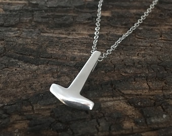 Tissø Mjöllnir - Tiny Thor's hammer pendant, museum replica.  sterling silver Mjöllnir - handmade