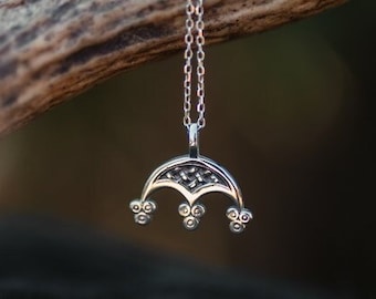 Tiny and feminine lunula pendant made of 925 solid sterling silver - replica of an archaeological find