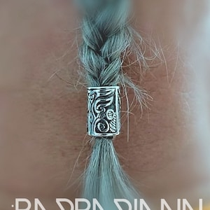 Thor - Viking beard bead - 7 mm inner diameter - authentic pattern from archeological find - sterling silver -Dwarvish Viking beard ring 925
