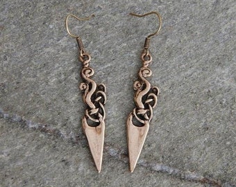 Pendientes vikingos estilo Urnes - bronce - pendientes vikingos colgantes