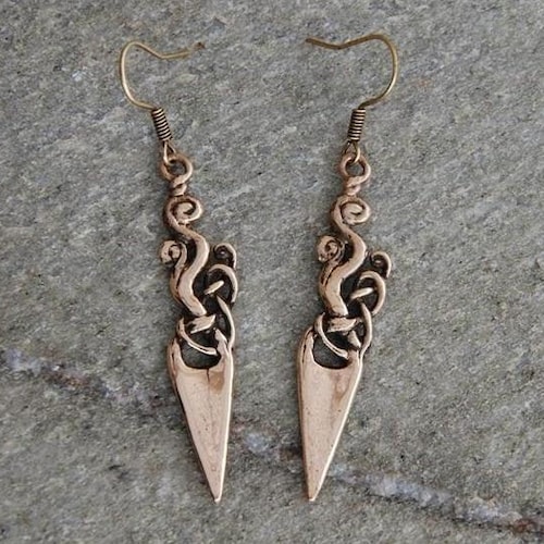 Celtic Viking Style Bronze  Earrings Shield Maiden