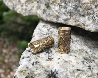Elessar - set of 2 bronze beard beads - 5 mm inner diameter - thin Viking beard ring / hair jewelry