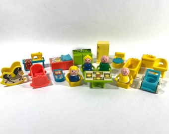 Vintage Fisher Price Little People Toy Bundle - Lot includes 22 pieces