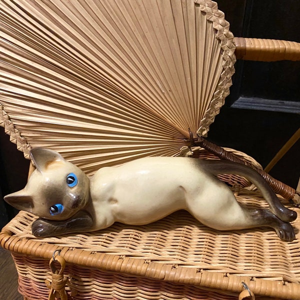 Vintage Ceramic Siamese Cat Figurine Made In Japan