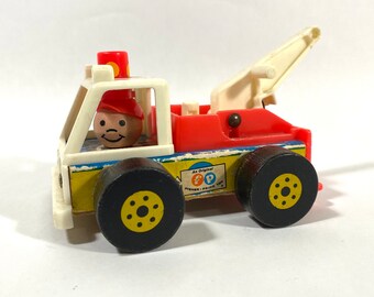 Vintage Fisher Price Little People Tow Truck Toy