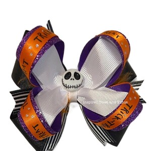 Jack Skull trick or Treat Inspired Large Hair Bow