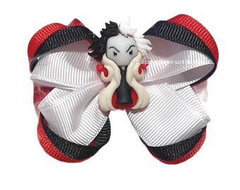 Villain Curella white Center Inspired Mini Hair Bow