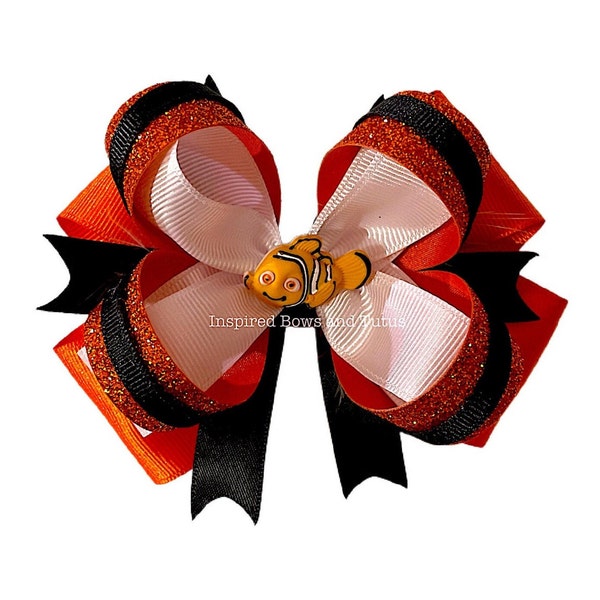 Clown fish Inspired Large Hair Bow