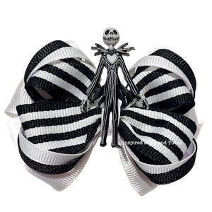 Jack Skellington Inspired Mini Hair Bow