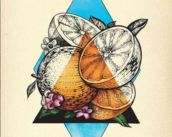 Oranje geometrische Giclee Verse Print