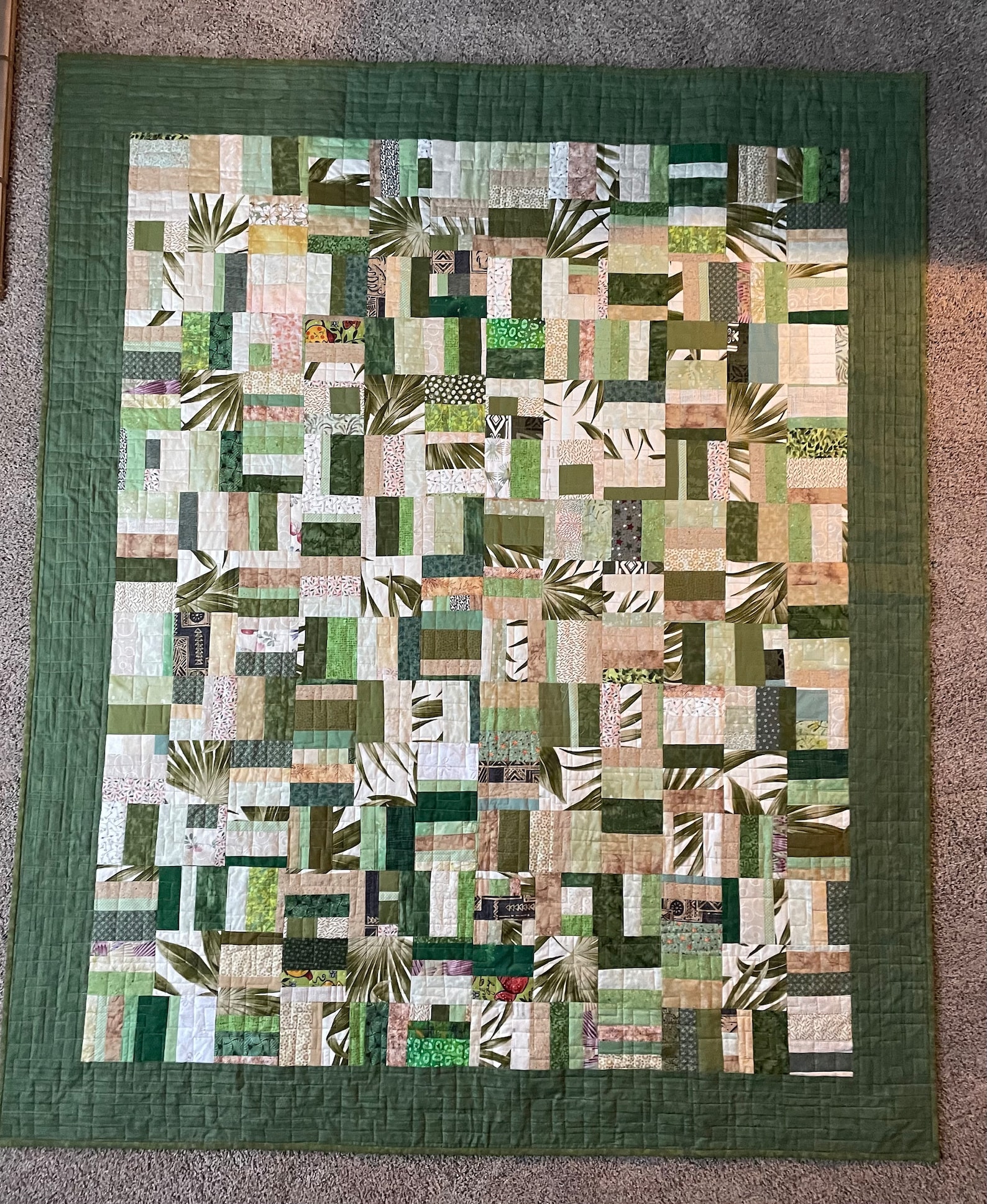 Handmade Green Scrap Quilt: Earthtone Cotton Lap Quilt (53x65) - Etsy