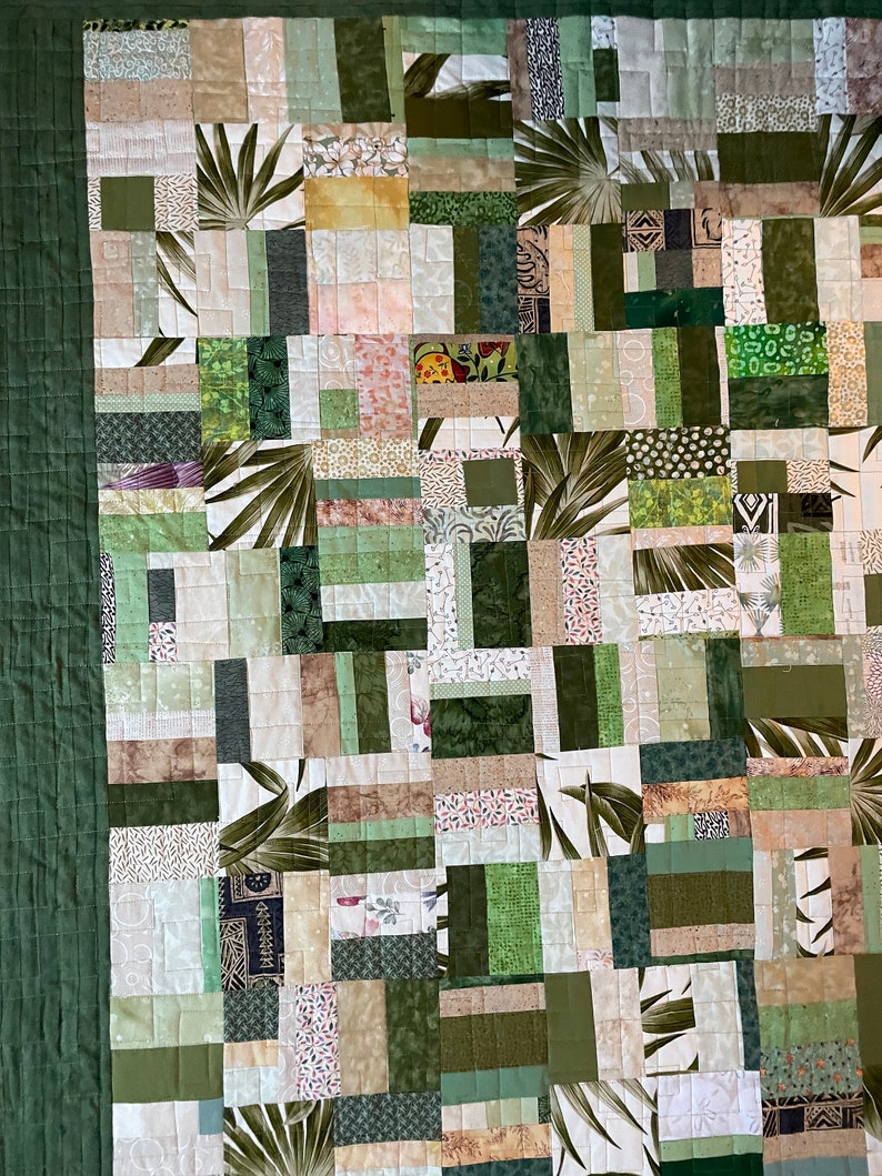 Handmade Green Scrap Quilt: Earthtone Cotton Lap Quilt (53x65) - Etsy