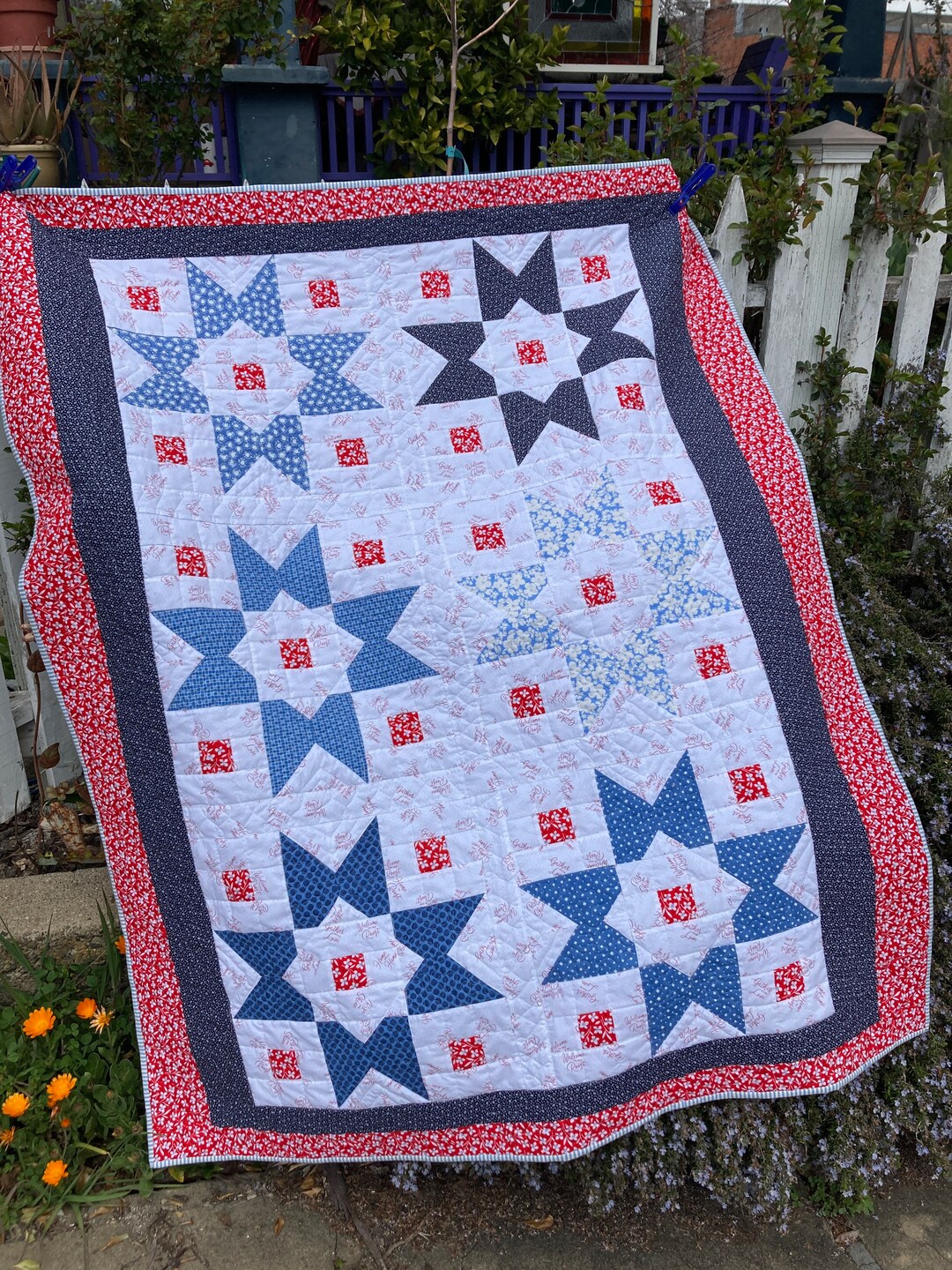 Patriotic Quilt/red White Blue Quilt/quilts for Sale/handmade Etsy