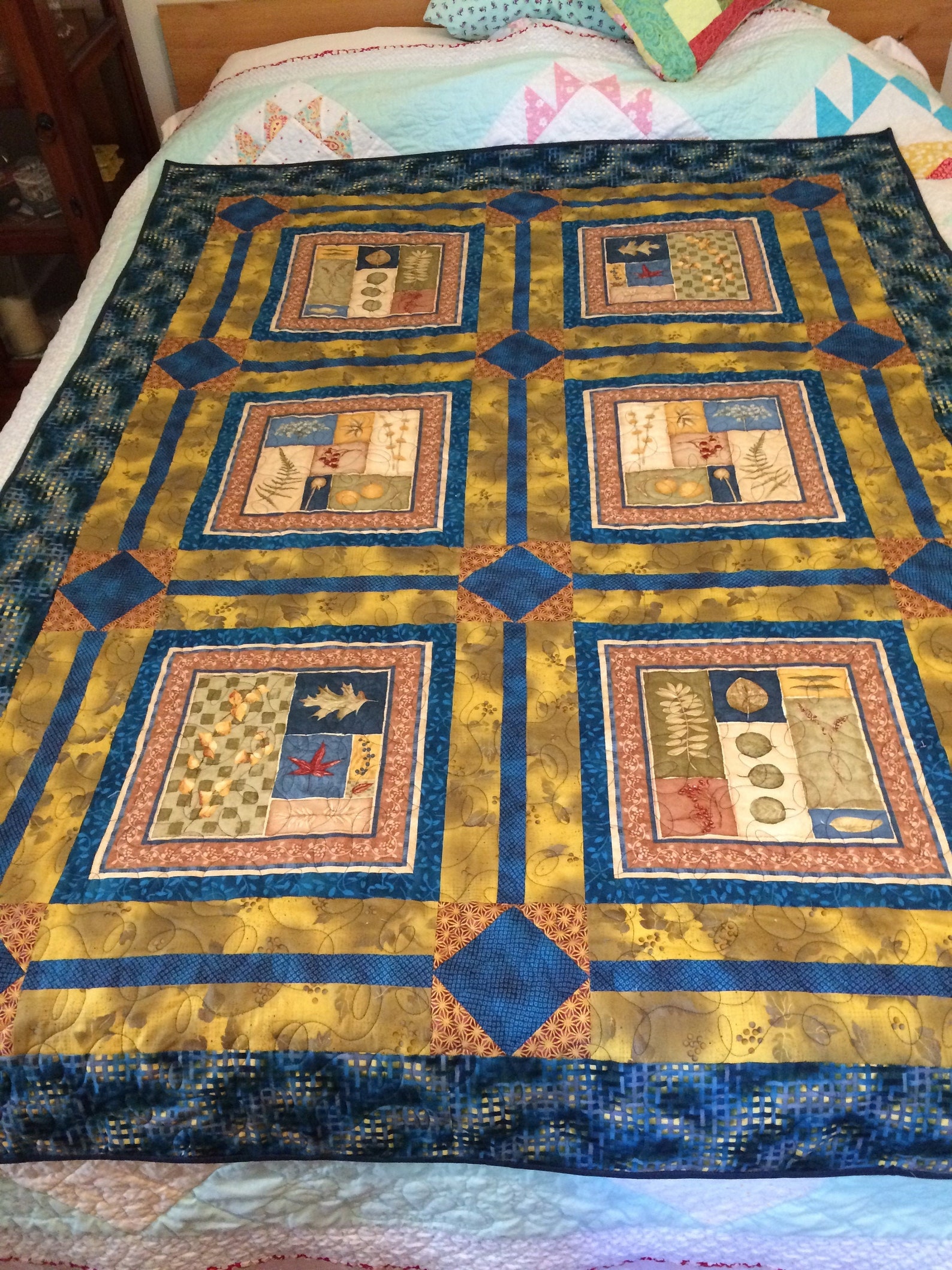 Fall Foliage quilt/quilts for sale/gold quilt/handmade Etsy