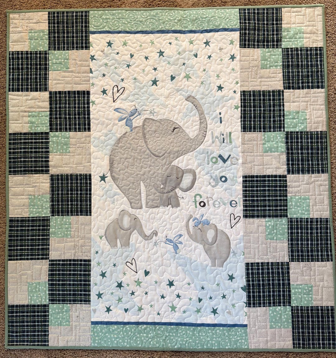 Handmade Elephant Baby Quilt: Jungle Nursery Blanket - Etsy