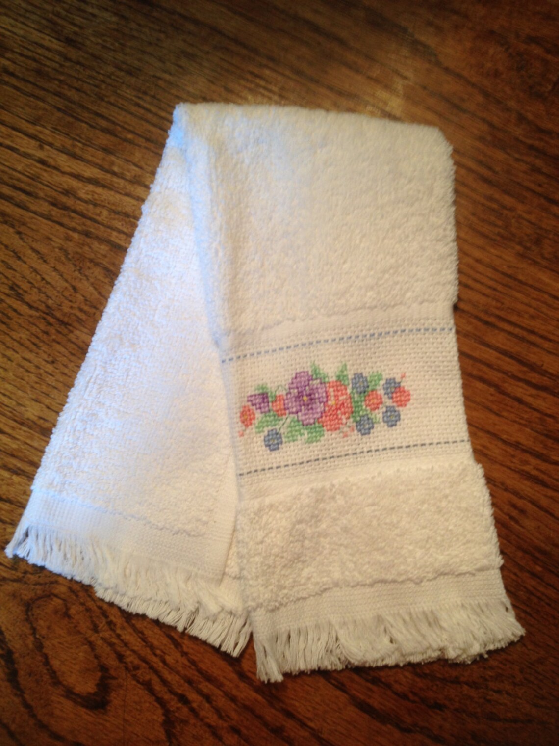 Cross Stitched Fingertip Towel Etsy
