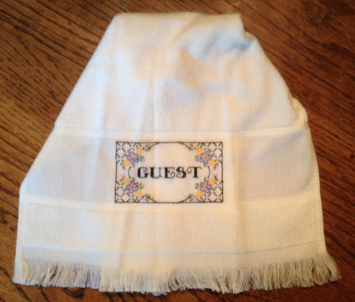 Cross Stitched Guest Towel Etsy