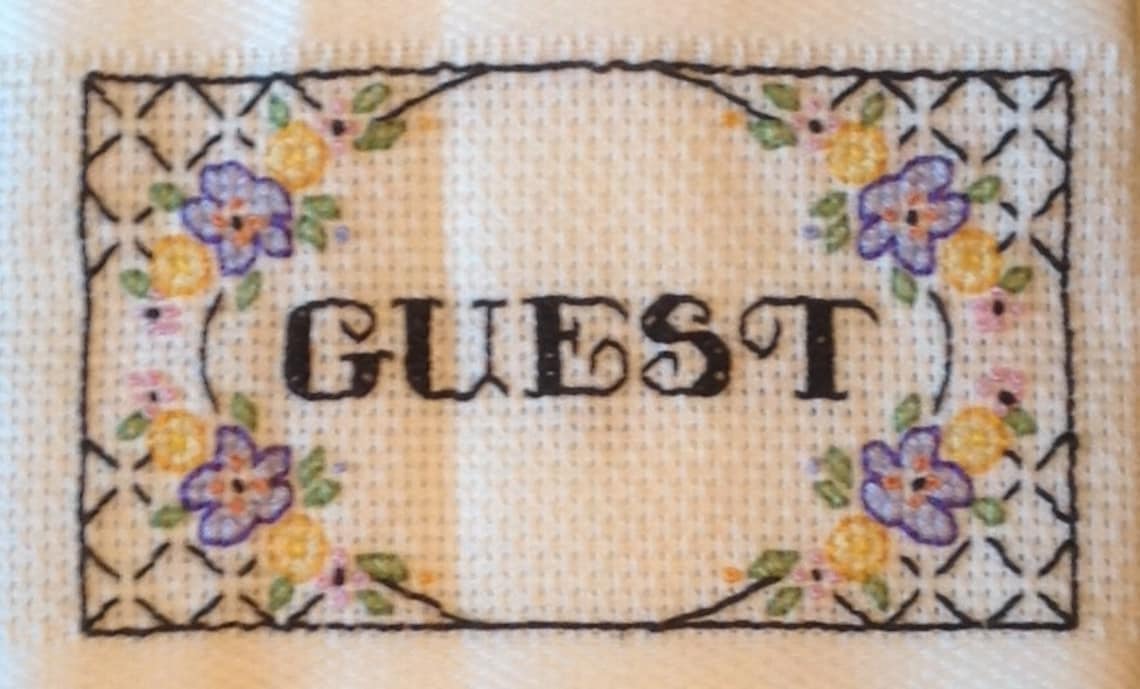 Cross Stitched Guest Towel Etsy