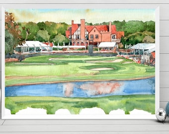 East Lake Golf Club Watercolor Painting Art Print - Atlanta, Georgia