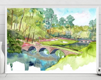 Augusta Golf Course Watercolor Print: Georgia Travel Art
