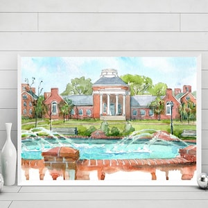 University of Delaware Art Print, Watercolor Painting Newark Delaware Abstract Cityscape, Graduation gift