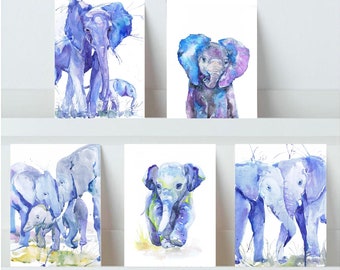 Elephant Watercolor Notecards: Fine Art Greeting Card Set