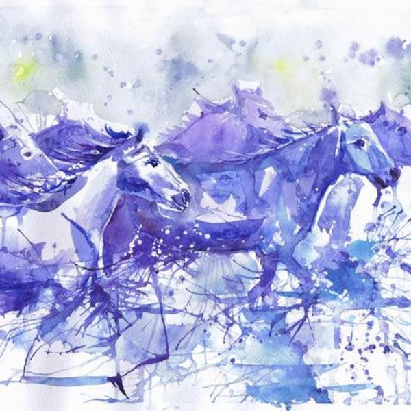 Horse Wall Art Prints Watercolor Painting Horse Print Equestrian Gift for Horse lover Illustration Print Aquarelle Cheval Equine Abstract