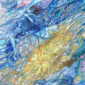 Water Goddess painting, Sacred divine feminine  art, Universe - Fantasy Watercolor Spiritual wall art - Tree of life Art