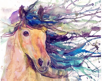 Horse print, equestrian, equine art , abstract horse painting, equine watercolor expressions, horse lover, decor, wild horse gifts, dressage