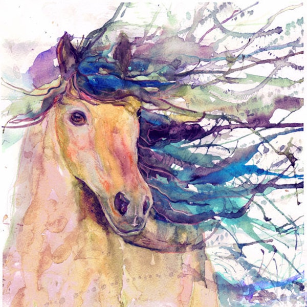 Horse print, equestrian, equine art , abstract horse painting, equine watercolor expressions, horse lover, decor, wild horse gifts, dressage