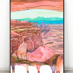 Canyonlands National park Art Print - Utah Poster, Mesa arch Watercolor Painting -  Hiking wall art