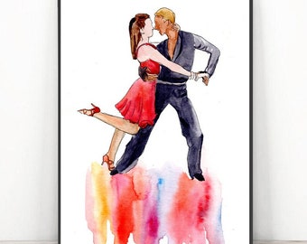 Ballroom dancing Art Print, Latin dance Watercolor Poster Movie  Pop culture Wall art, Dance gifts Choreography Dance Vibes