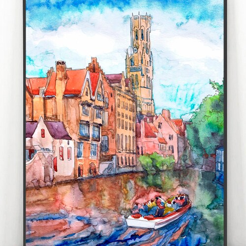 Munich Painting Wall Art Europe Skyline Germany Watercolor Etsy