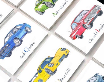 Car Flash Cards  Watercolor Transportation Alphabet for Playroom Art cards Boy Nursery decor